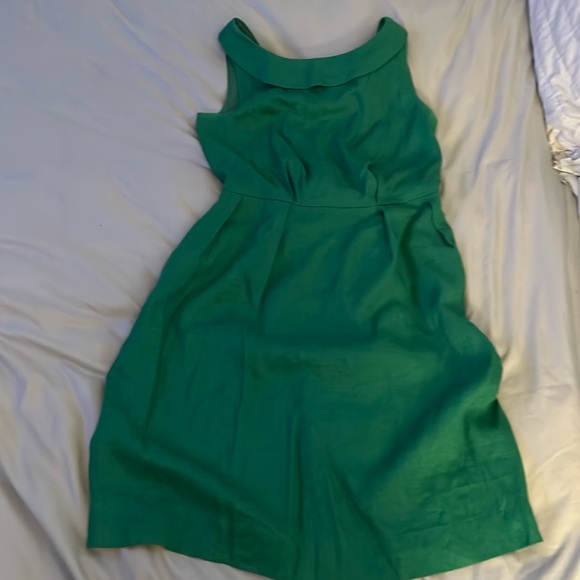 EUC LAN’SEND KELLY GREEN LINEN SHEATH DRESS SIZE 2 - Picture 3 of 11